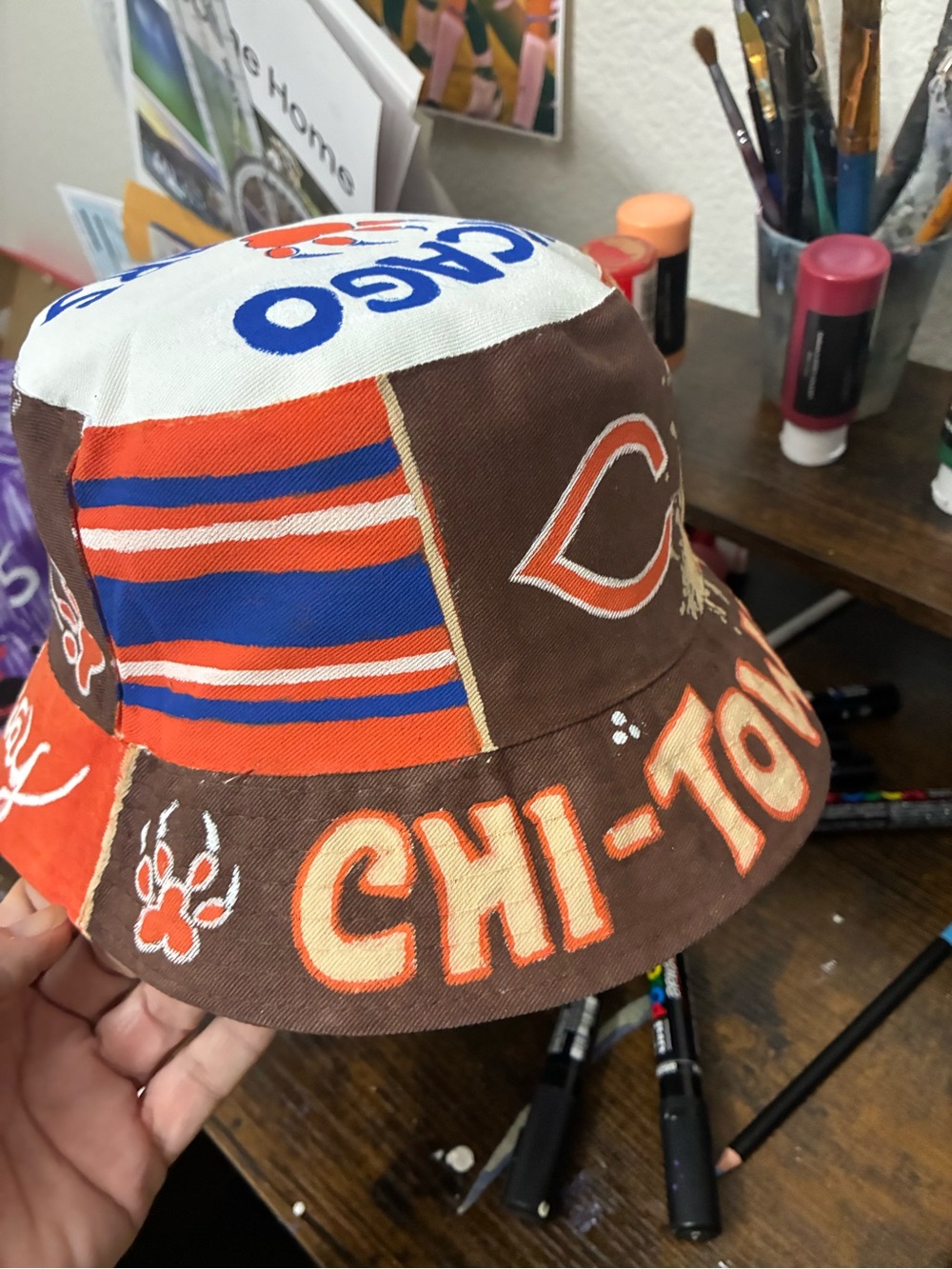mine Brown, Orange & Blue Chicago-Themed Bucket Hat